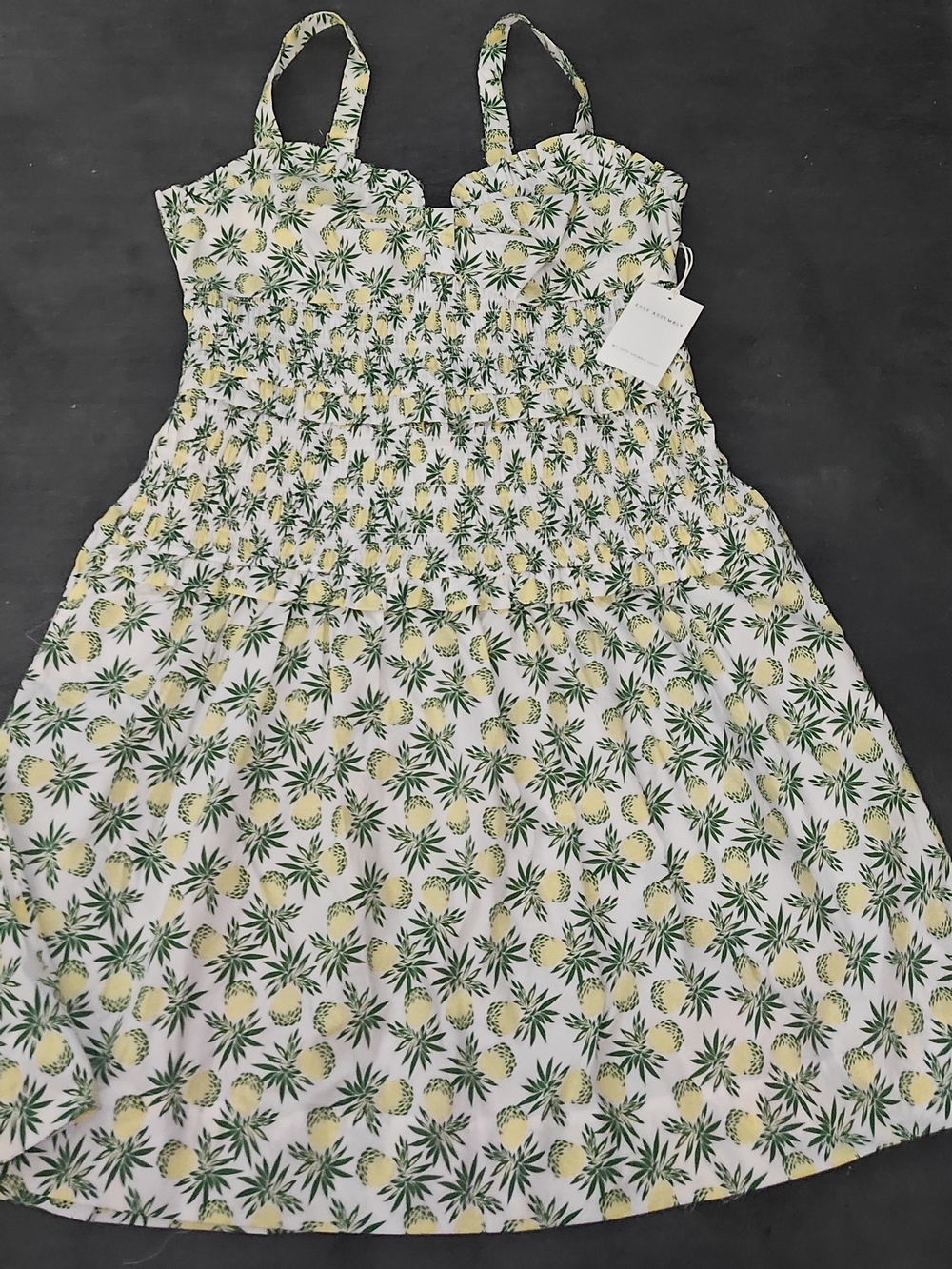 Girls Pineapple Print Sundress in White and Yellow